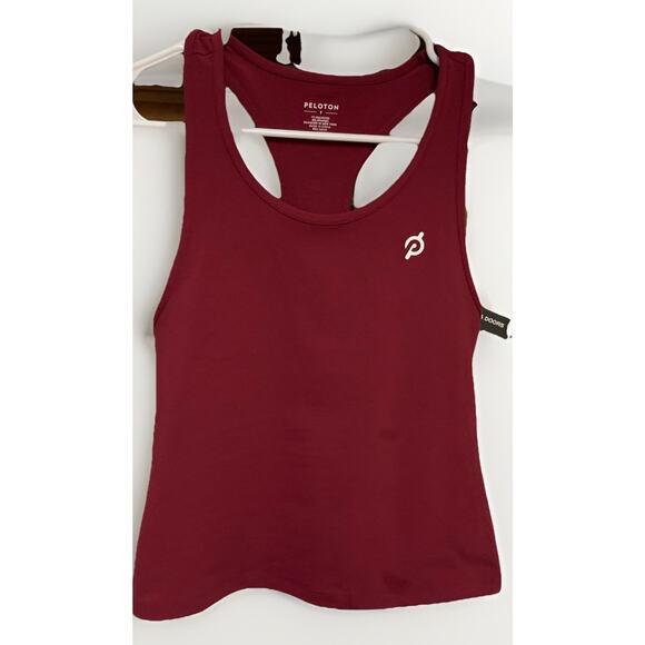 PELOTON Tank Women's Size S Maroon Racerback Stretch Spell Out Athletic Top - Picture 1 of 7